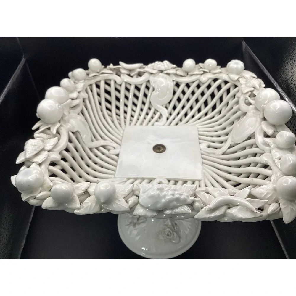 VTG Large Ardalt Lattice Square Compote Decorative Bowl 9